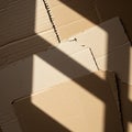 Corrugated cardboard sheets with overlapping edges create a textured pattern. Royalty Free Stock Photo