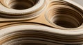 Corrugated cardboard stacked in layers, forming circular and wavy patterns. The cardboard\'s surface Royalty Free Stock Photo