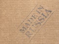 Corrugated cardboard with stamp Made in Russia