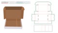 Corrugated mailer box or shipping roll end box with separator dieline template