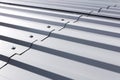 Corrugated metal cladding on industrial building roof