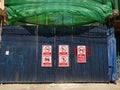 Corrugated metal fence at construction site Royalty Free Stock Photo