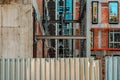 Corrugated metal fence on construction site Royalty Free Stock Photo