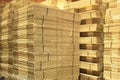 Corrugated Paper Stacked in Storage Warehouse. Packaging, Package Boxes. Supply Chain. Shipping Cargo Supplies Warehouse Royalty Free Stock Photo