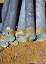 Corrugated pipes for laying electric cables Royalty Free Stock Photo