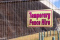 Corrugated plastic sign on temporary fence Royalty Free Stock Photo