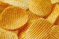 Corrugated Potato Chips. Food background. Top view. Royalty Free Stock Photo