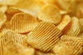 Corrugated Potato Chips. Food background. Top view. Royalty Free Stock Photo