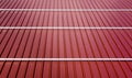 Corrugated roof metal sheets. Modern types of roofing materials. Royalty Free Stock Photo