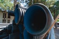 Corrugated water pipes of large diameter prepared for laying