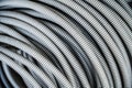 Corrugation for electrical wiring. Material for safe wiring. Close-up
