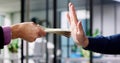 Corrupt Man Hand Refusing Bribe Royalty Free Stock Photo