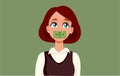 Businesswoman Being Silenced by Dollar Payment Vector Cartoon