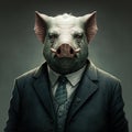 Corrupt politician, pig with evil smile, Generative AI Royalty Free Stock Photo