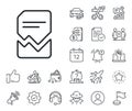 Corrupted Document line icon. Bad File sign. Salaryman, gender equality and alert bell. Vector