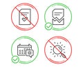 Corrupted file, Travel calendar and Checked file icons set. Search sign. Vector