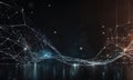 Corrupted network or connection. Abstract digital background of points and lines. Glowing plexus. Big data. Computer