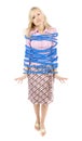 Corrupted by rope young blonde woman Royalty Free Stock Photo