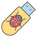 Corrupted stick, infected flash drive Vector Icon which can easily modify or edit Royalty Free Stock Photo
