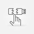 Corrupted USB Flash Drive and Hand vector outline icon