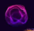 Corrupted violet point sphere. Abstract vector colorful mesh on dark background. Futuristic style card. Royalty Free Stock Photo