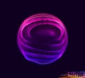 Corrupted violet point sphere. Abstract vector colorful mesh on dark background. Futuristic style card. Royalty Free Stock Photo