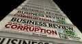 Corruption in business global problem retro newspaper printing press Royalty Free Stock Photo