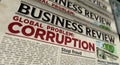 Corruption in business global problem retro newspaper printing press Royalty Free Stock Photo