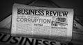 Corruption in business global problem retro newspaper printing press Royalty Free Stock Photo