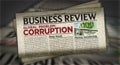 Corruption in business global problem retro newspaper printing press Royalty Free Stock Photo