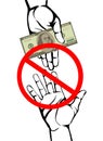 Corruption. Hand Keeps money dollars. Vector. Poster