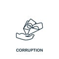 Corruption icon. Monochrome simple line Crime icon for templates, web design and infographics