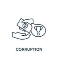 Corruption icon. Monochrome simple line Economic Crisis icon for templates, web design and infographics