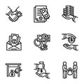 Corruption icon set, outline style