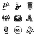 Corruption icon set, simple style