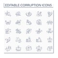 Corruption line icons set