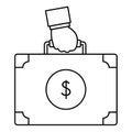 Corruption money suitcase icon, outline style Royalty Free Stock Photo