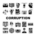 Corruption Problem Collection Icons Set Vector