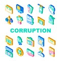 Corruption Problem Collection Icons Set Vector Royalty Free Stock Photo