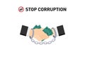Corruption ways to handcuff with illegal cash vector isolated on background