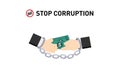 Corruption ways to handcuff with illegal cash vector isolated on transparency background