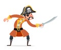 Corsair buccaneer filibuster sea dog sailors robbery pirate attack threat character isolated icon cartoon design vector