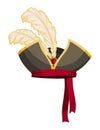 Corsair or pirate hat. Pirate fancy dress, design element. Buccaneer or carnival costume hat. Sea piracy cap fashion