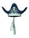 Corsair or pirate hat. Pirate fancy dress, design element. Buccaneer or carnival costume hat. Sea piracy cap fashion