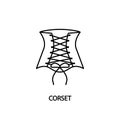 Corset flat line icon. Illustration of a female corset. Lingerie