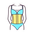 Corset lingerie color line icon. Bodice worn to mould and shape the torso. This effect is typically achieved through boning,