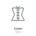 Corset outline vector icon. Thin line black corset icon, flat vector simple element illustration from editable clothes concept