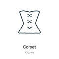 Corset outline vector icon. Thin line black corset icon, flat vector simple element illustration from editable concept isolated on