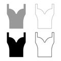 Corset Torso woman clothes Lingerie Garment set icon grey black color vector illustration flat style image