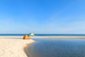 Corsica beach landscape with tent Royalty Free Stock Photo